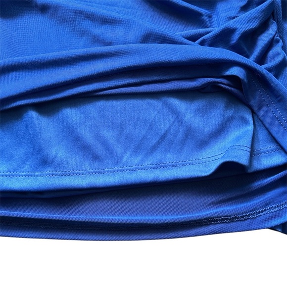 Ashley Stewart Blue Mesh Asymmetrical Long Sleeve Blouse NWT - Picture 6 of 6